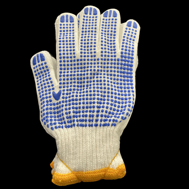 劳保点胶线手套防滑耐磨点塑劳动手套工地防护男女通用棉线胶手套