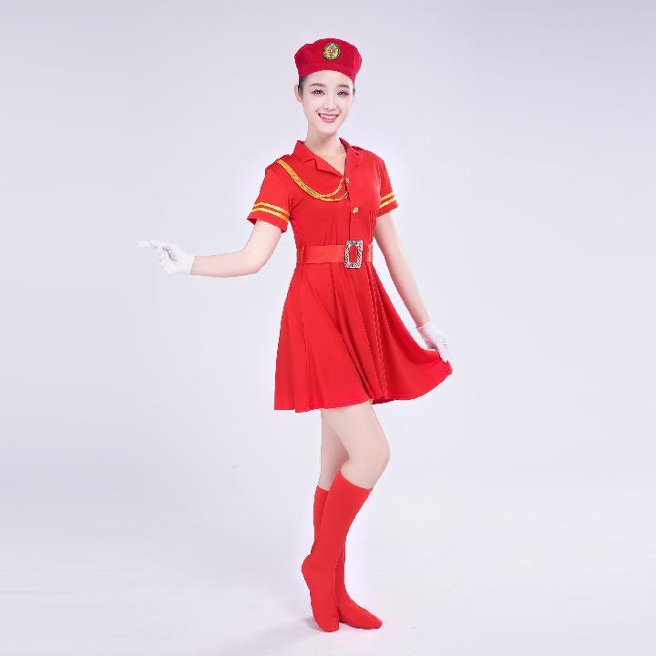 成人舞蹈服演出服装军鼓服军装女款迷彩裙女兵服装广场舞军装迷彩升级