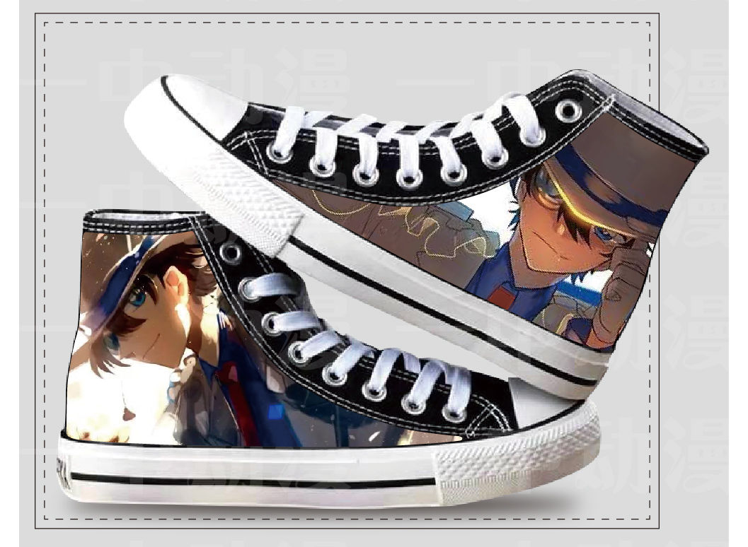 名侦探柯南动漫高帮儿童帆布鞋怪盗基德灰原哀潮流男女学生休闲鞋素版