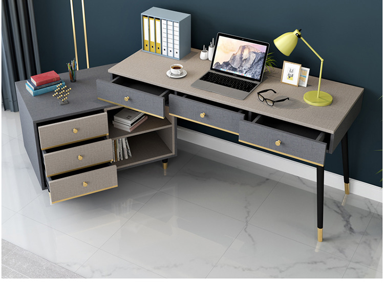 凯丽罗拉 书桌 轻奢写字台 卧室带抽储物柜电脑桌 书房桌子柜子组合