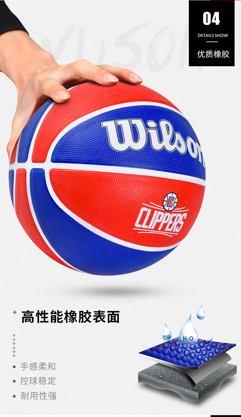 wilson威尔胜21新款nba球队徽耐磨橡胶室外训练比赛成人篮球7号球