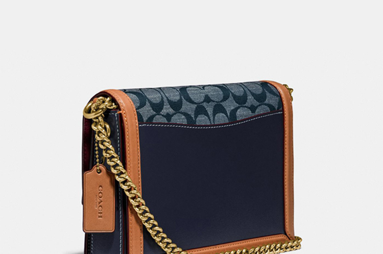 coach蔻驰蛇纹印花hutton单肩邮差包香布雷哈顿包890681蓝色