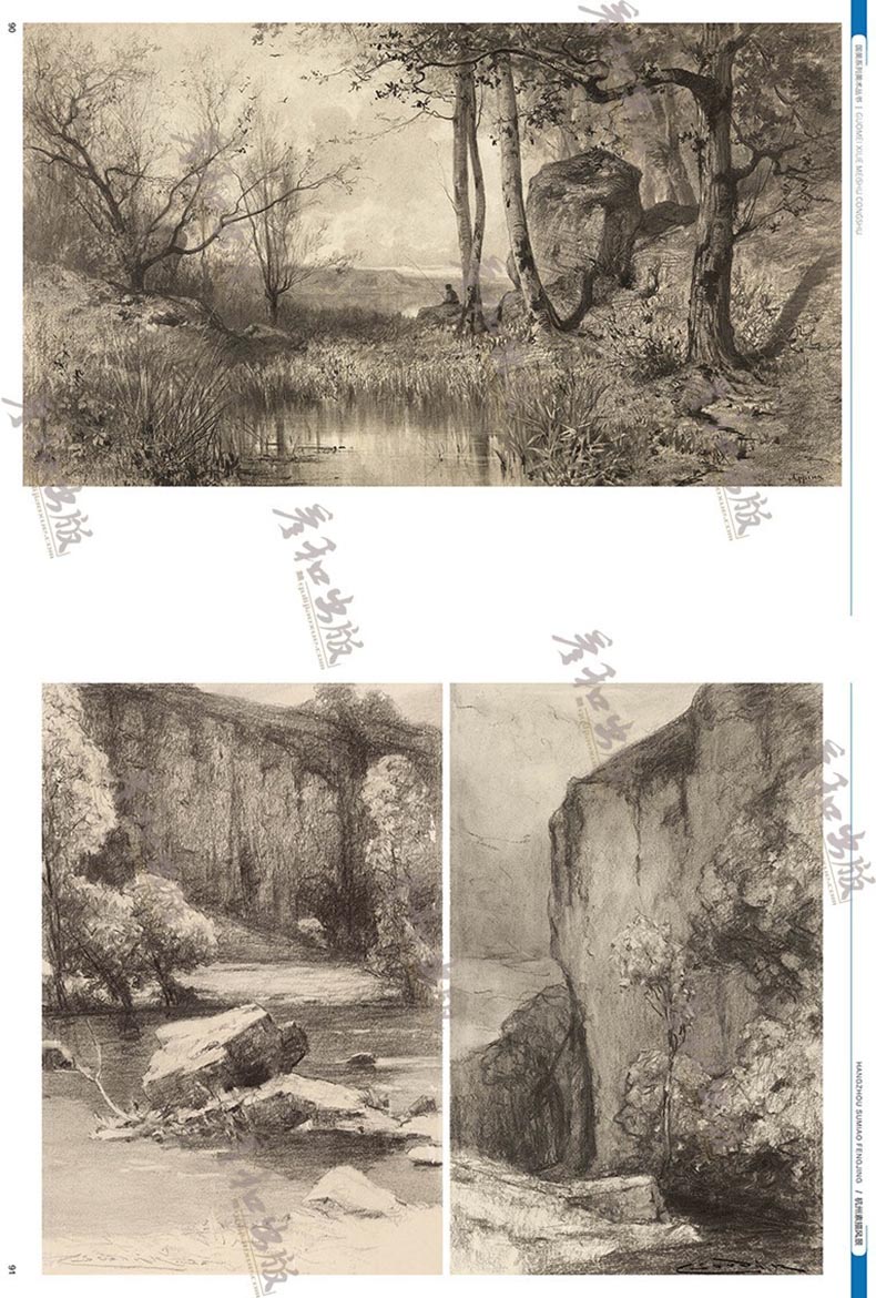 杭州素描风景2019彦和文化周日建严庆田野素描基础大师风景临摹范本