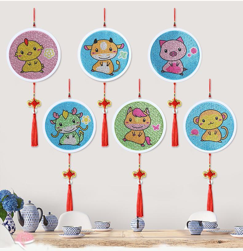 儿童钻石画十二生肖水晶钻石画满钻带框小学生点贴砖石绣小件小幅x001