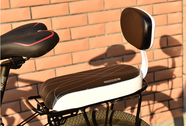 自行车后座椅儿童座椅车后座垫加厚带扶手带靠背山地车后货架坐垫