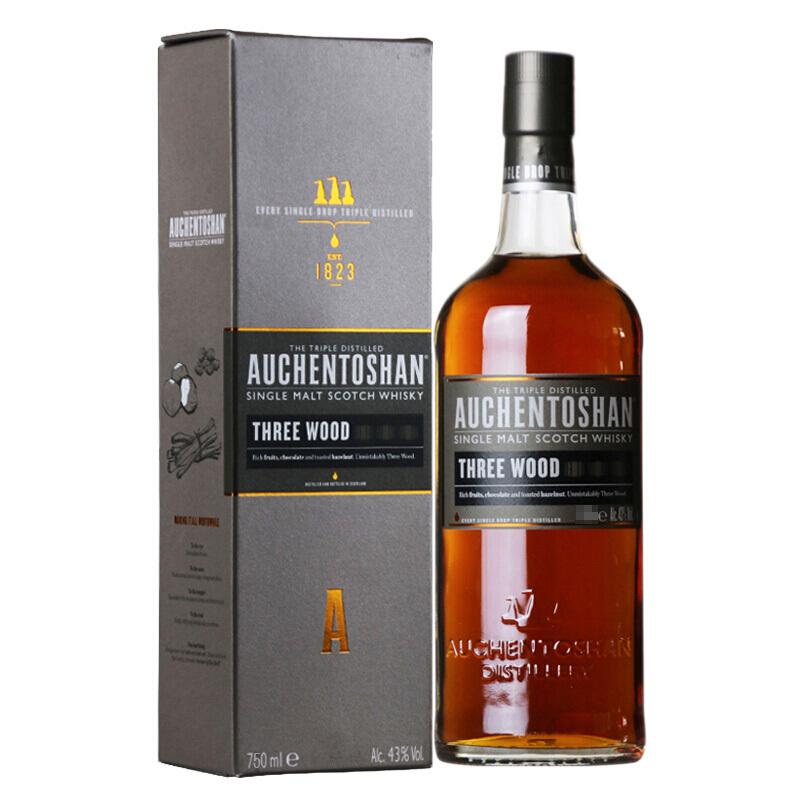 (auchentoshan)欧肯特轩三桶单一麦芽苏格兰威士忌*700ml【价格 图片