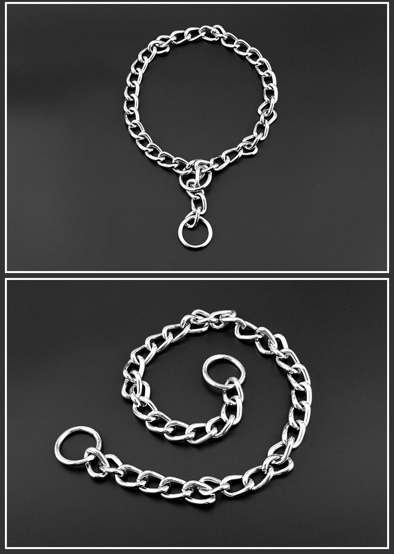 [天津发货]宠物金属项圈镀铬铁链狗脖圈p链单排双排犬训练狗套 电镀