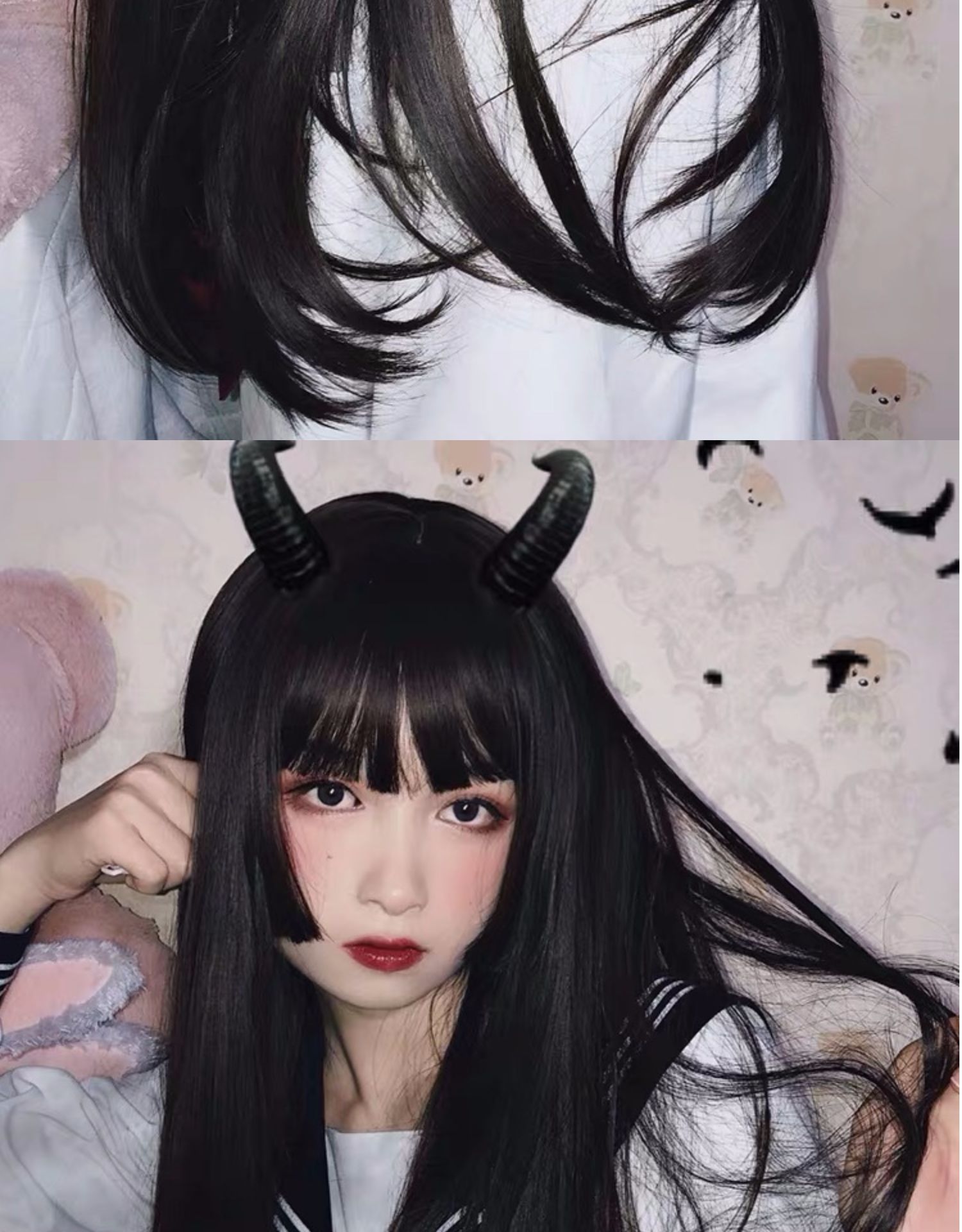 姬发式男女cos假发长发圆脸日常lolita公主切空气刘海长直发全头你