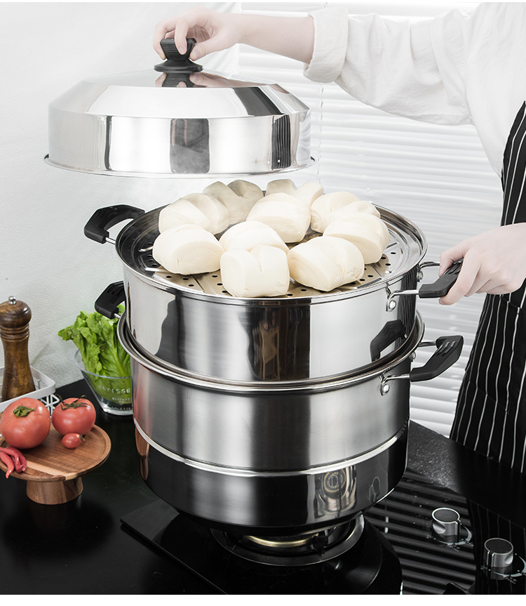 蒸锅大蒸锅大号家用超大特大号40cm馒头的商用煤气蒸笼不锈钢锅大容量