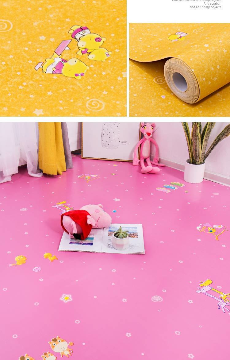幼儿园地板pvc地胶卡通地板革塑胶地板儿童房加厚环保无甲醛地板粉色