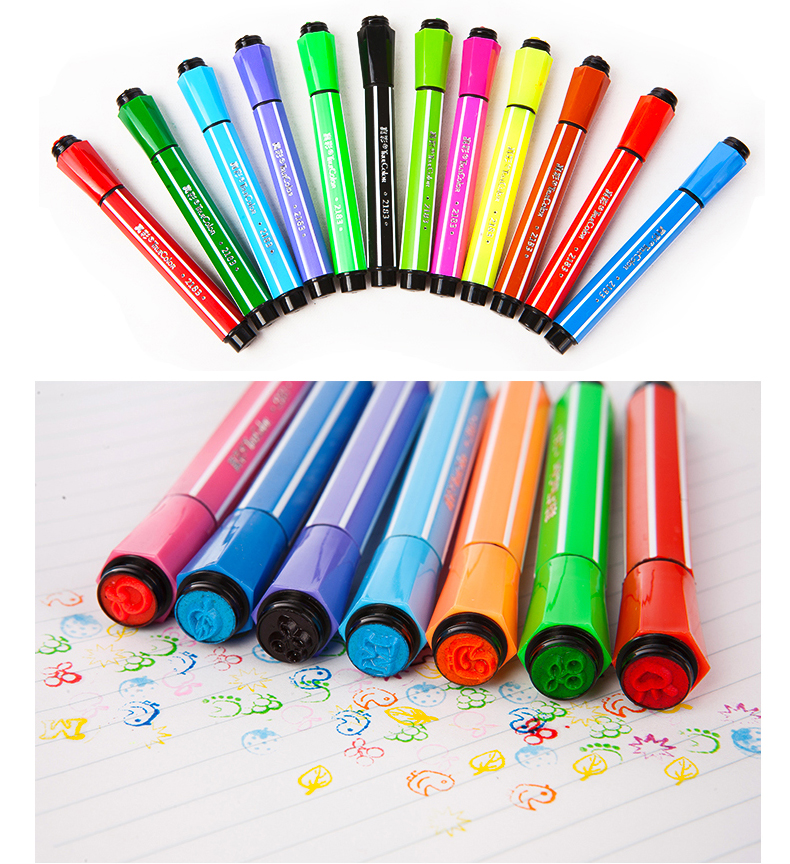 真彩印章水彩笔 36色套装 幼儿园儿童画画笔2183-24色可水洗初学者