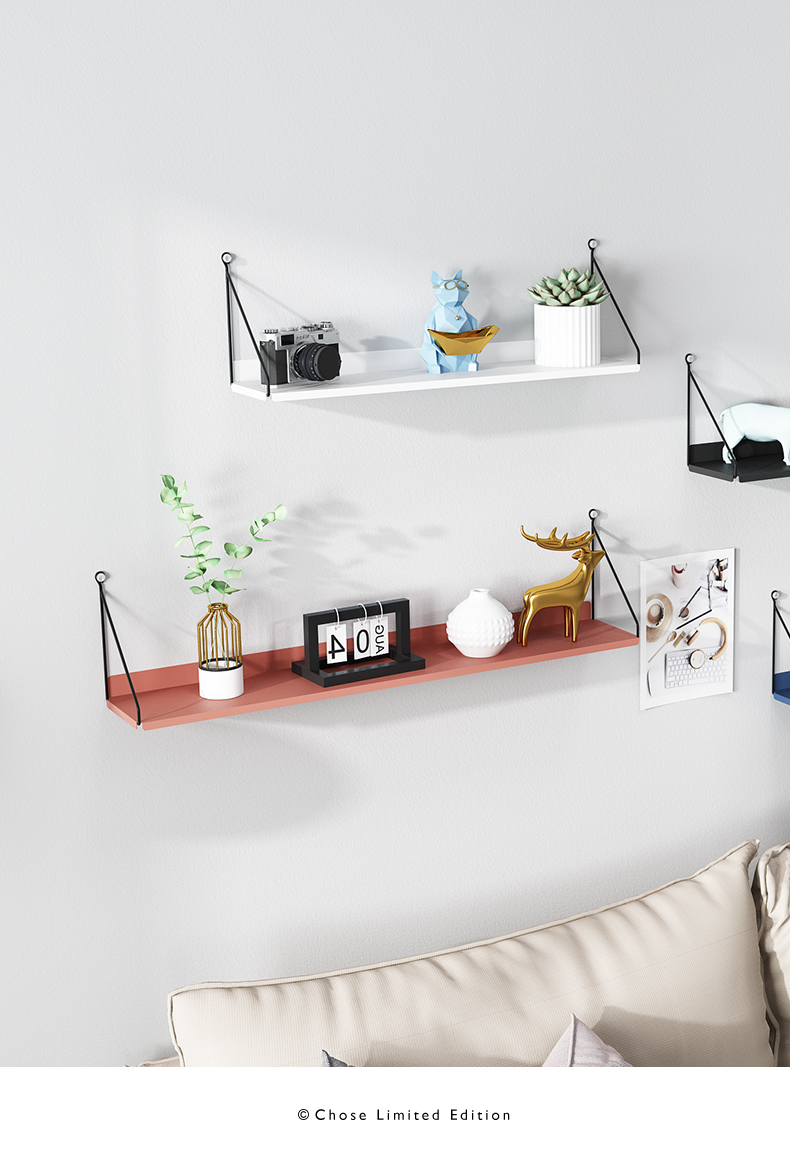 墙上置物架卧室书架创意日式墙壁挂架铁艺镂空装饰客厅收纳架隔板封后