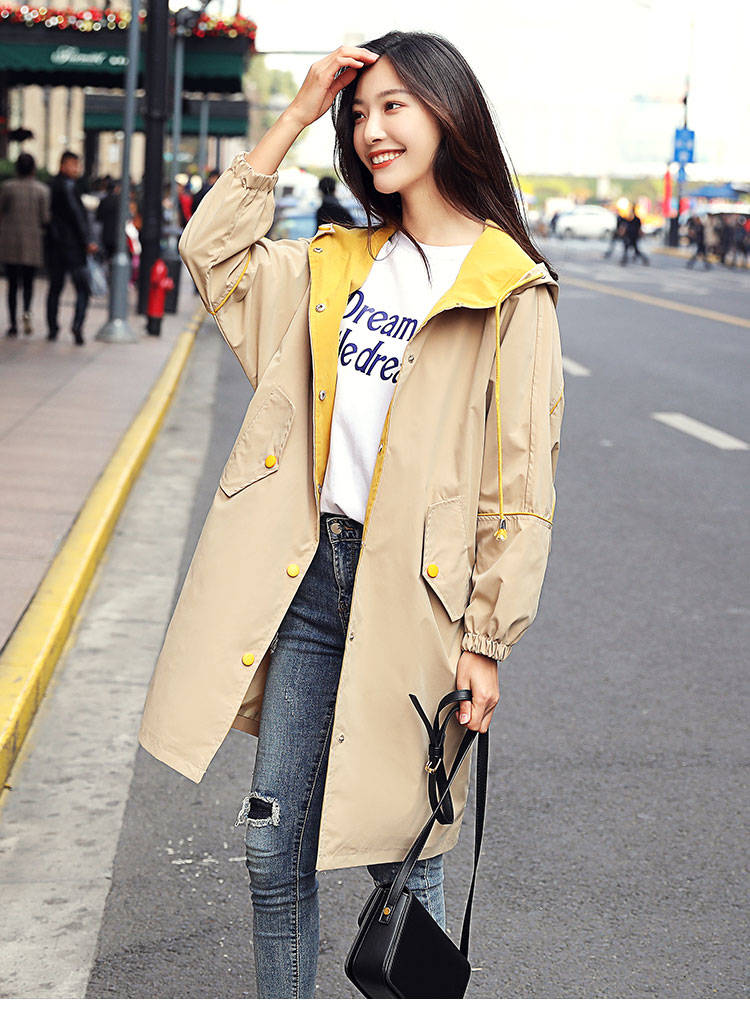风衣女中长款韩版宽松大码2021春秋装新款休闲显瘦百搭春装外套女涤纶