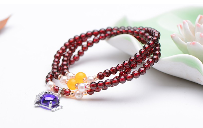 梦玉盈 天然石榴石手串女人的幸运石手链女士款