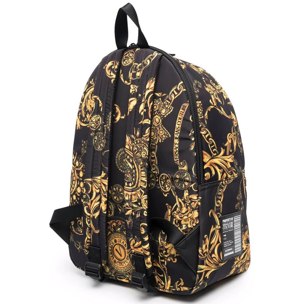 versace jeans couture范思哲男女同款巴洛克花纹棉质双肩包背包e71y