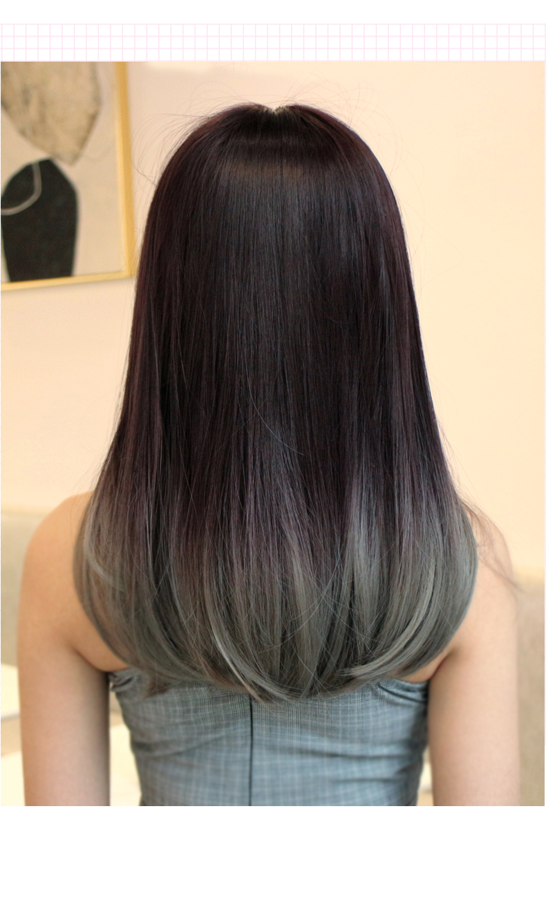 假发女渐变色中长发 网红公主切刘海修脸披肩发 气质蓬松长直发套 你