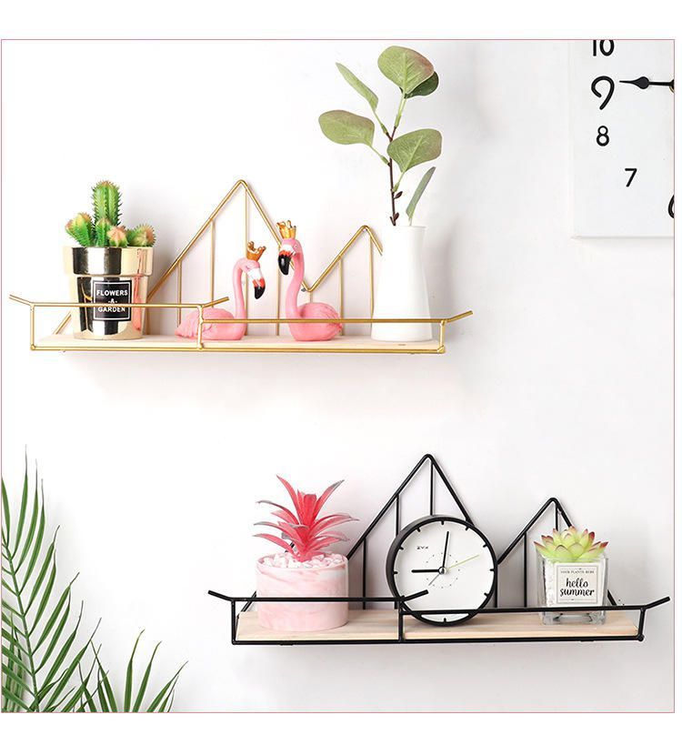 简约铁艺墙上置物架创意家居客厅卧室墙面装饰免打孔收纳架三钩白色