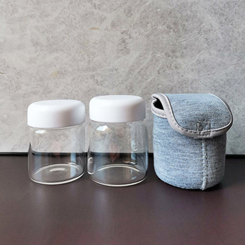 《100/150ml小号玻璃杯分装杯瓶白盖带杯套燕窝糖果液体旅行水杯子