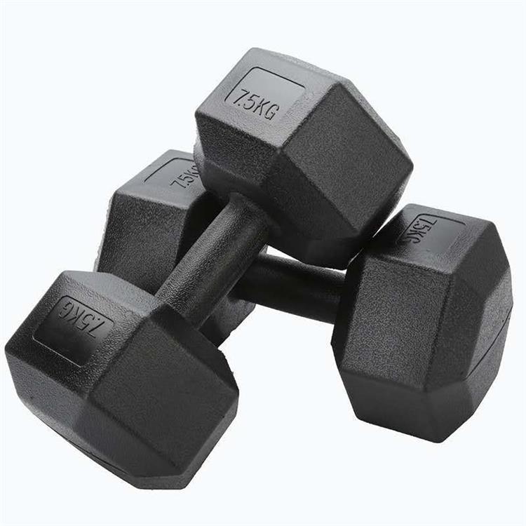 六角哑铃练臂肌腹肌廋身健身器材包胶哑铃12557510kg