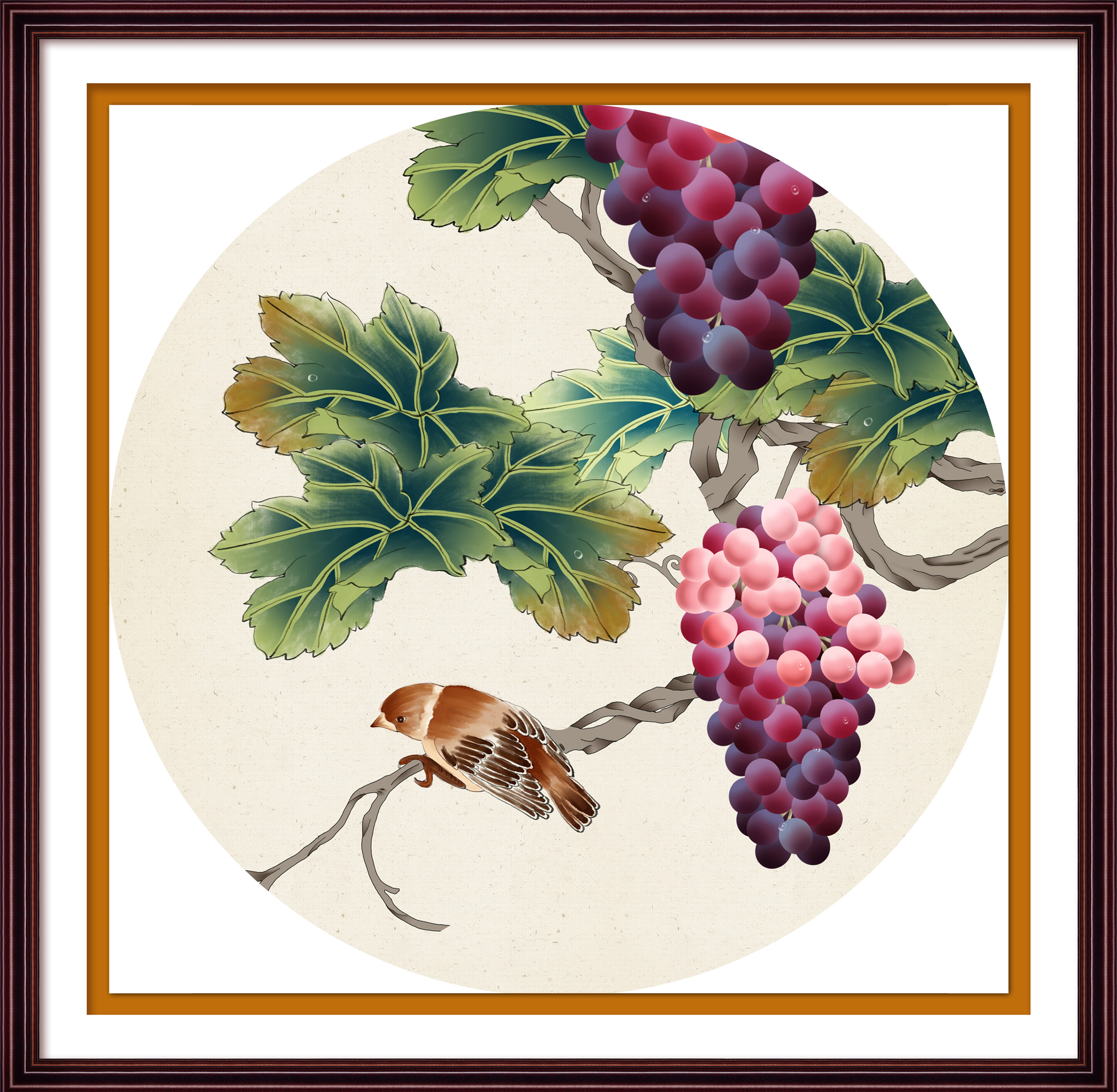 封后多子多福十字绣花鸟硕果累累葡萄餐厅手工满绣小件2019新款绣家用