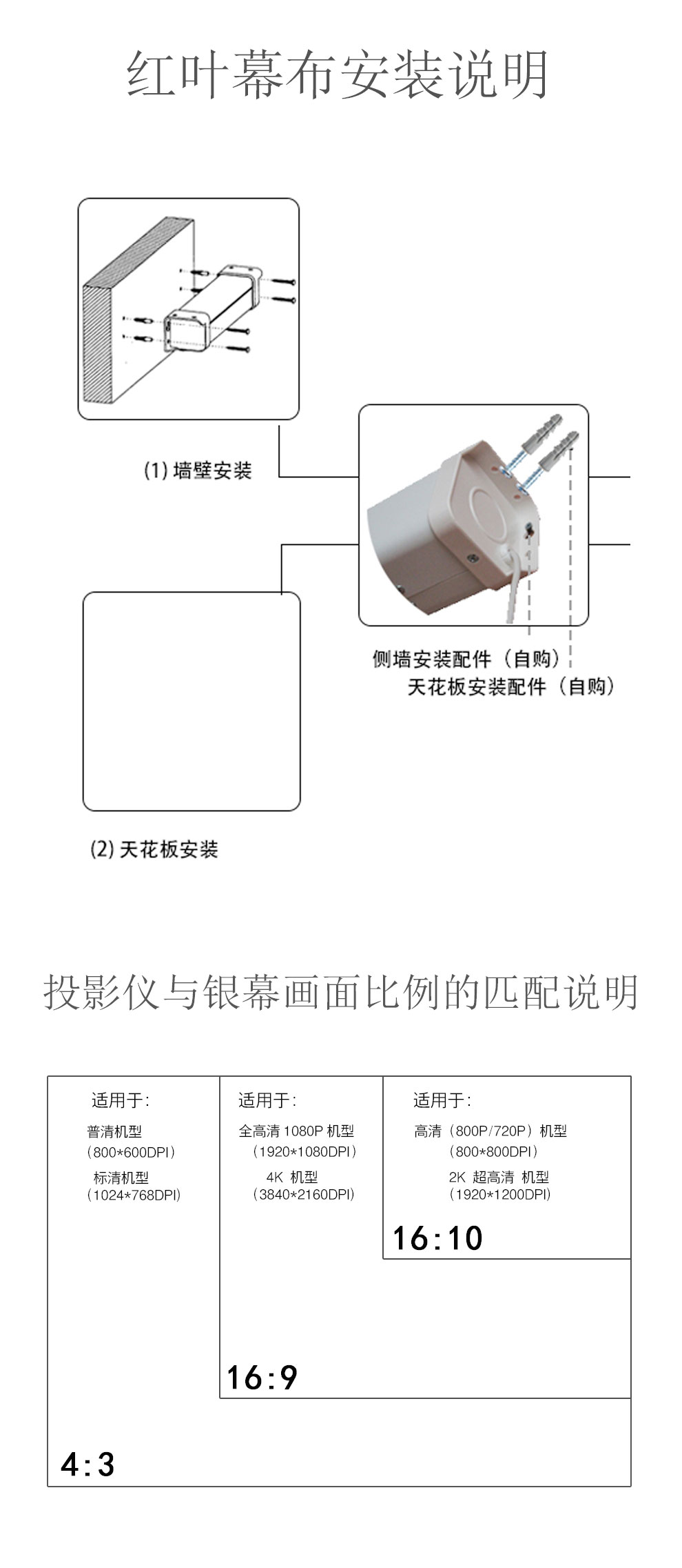 redleaf投影幕布接线图图片