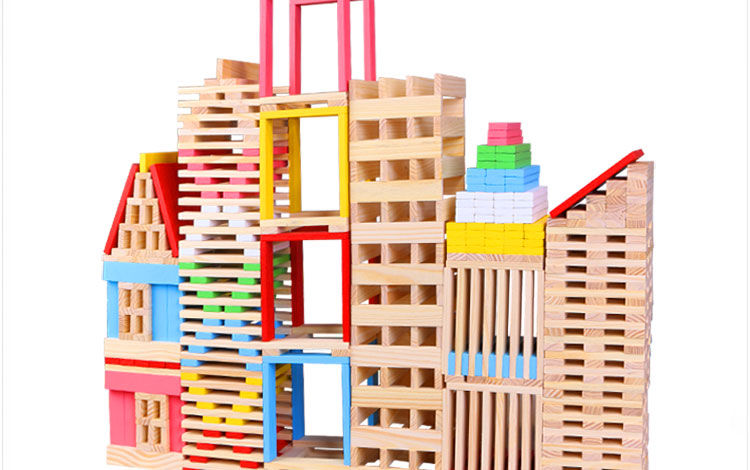 原木200片百变叠叠高叠叠乐大号多米诺儿童搭建积木条