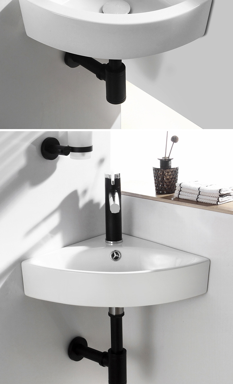 挂墙洗手盆转角小台盆古达卫生间迷你小号三角洗脸盆简易陶瓷洗漱台