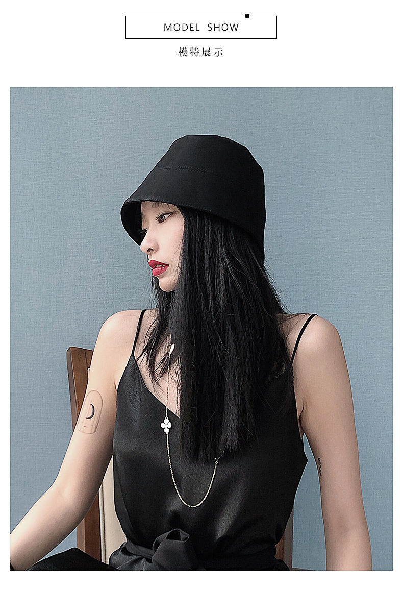 suntek灯罩水桶帽子女遮脸渔夫帽日系韩版潮黑色乞丐钟型盆帽秋百搭