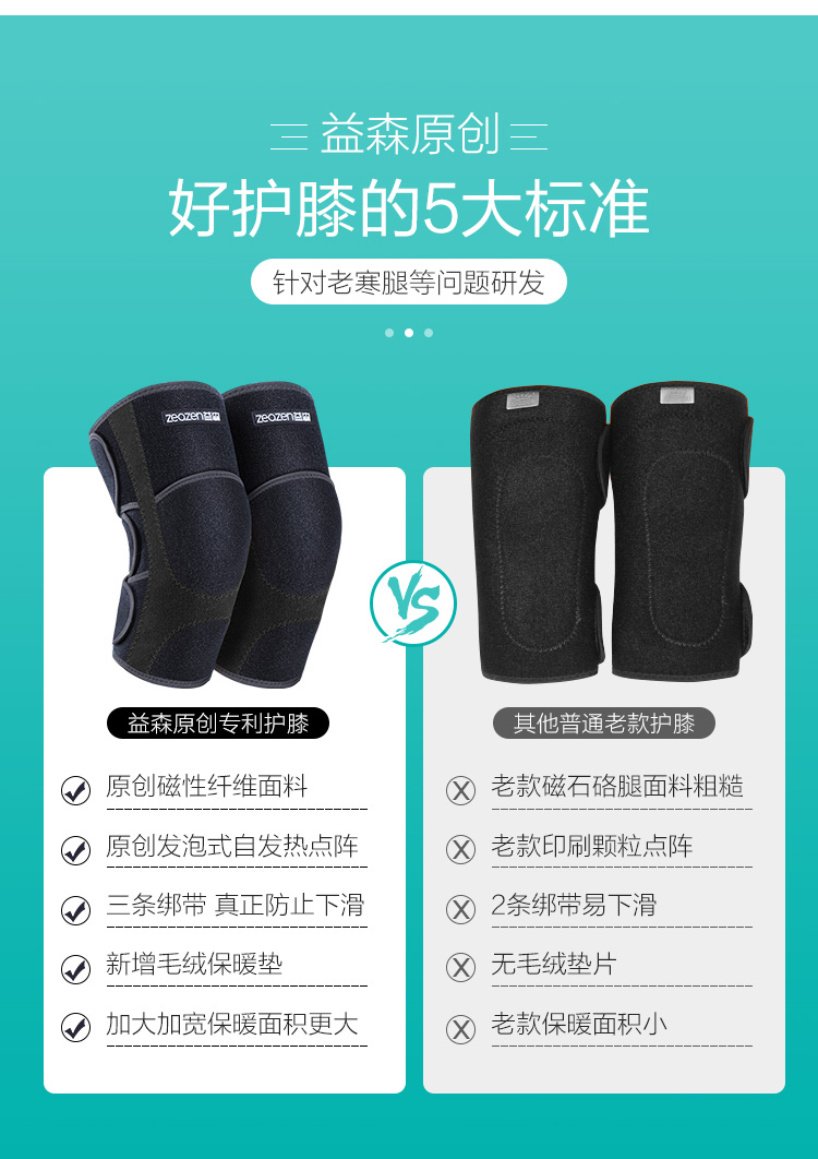 益森zeazen医用保暖护膝男女中老年人老寒腿关节凉关节炎风湿膝盖热敷
