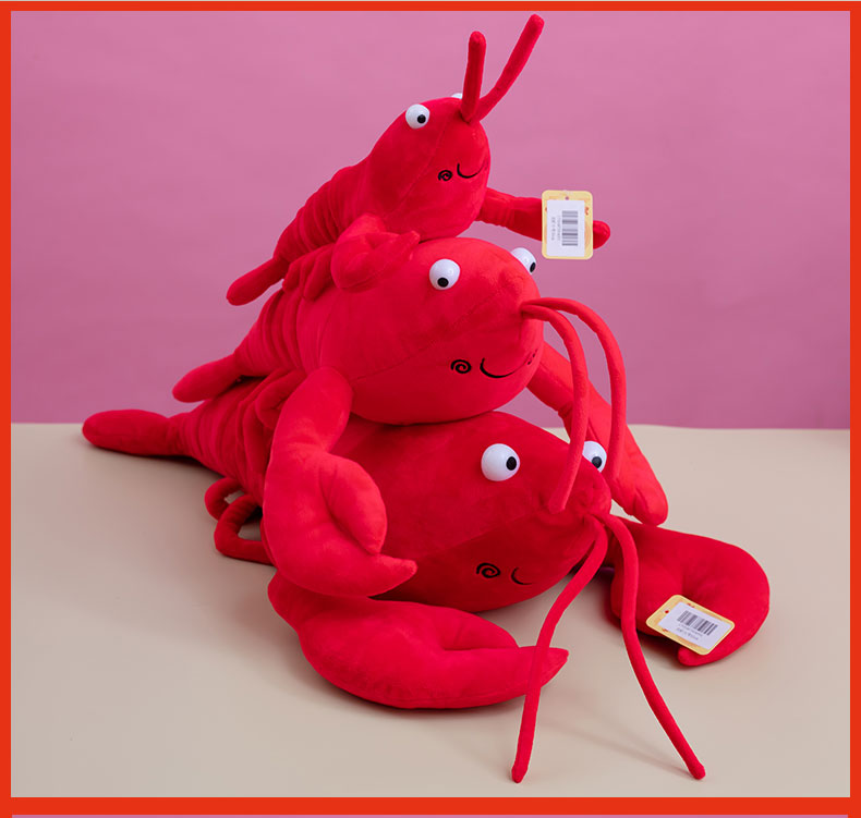 可爱大龙虾毛绒玩具小龙虾公仔抱枕床上玩偶布偶娃娃红色男孩儿童