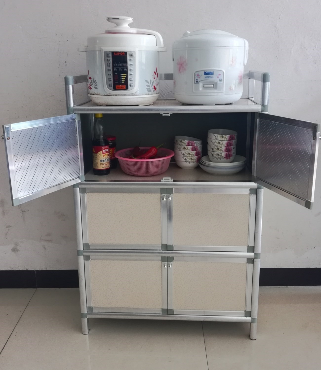 寻木匠放菜柜子简易碗橱柜小碗柜家用经济型厨房收纳框分层架置物架