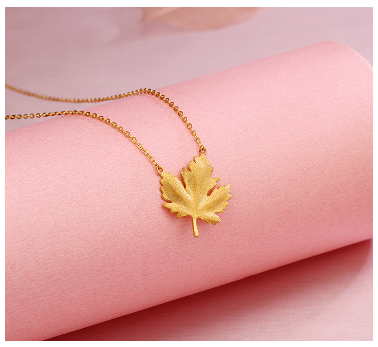【原创】zsk珠宝 枫叶黄金项链女款足金999时尚轻奢套链锁骨链5g工艺