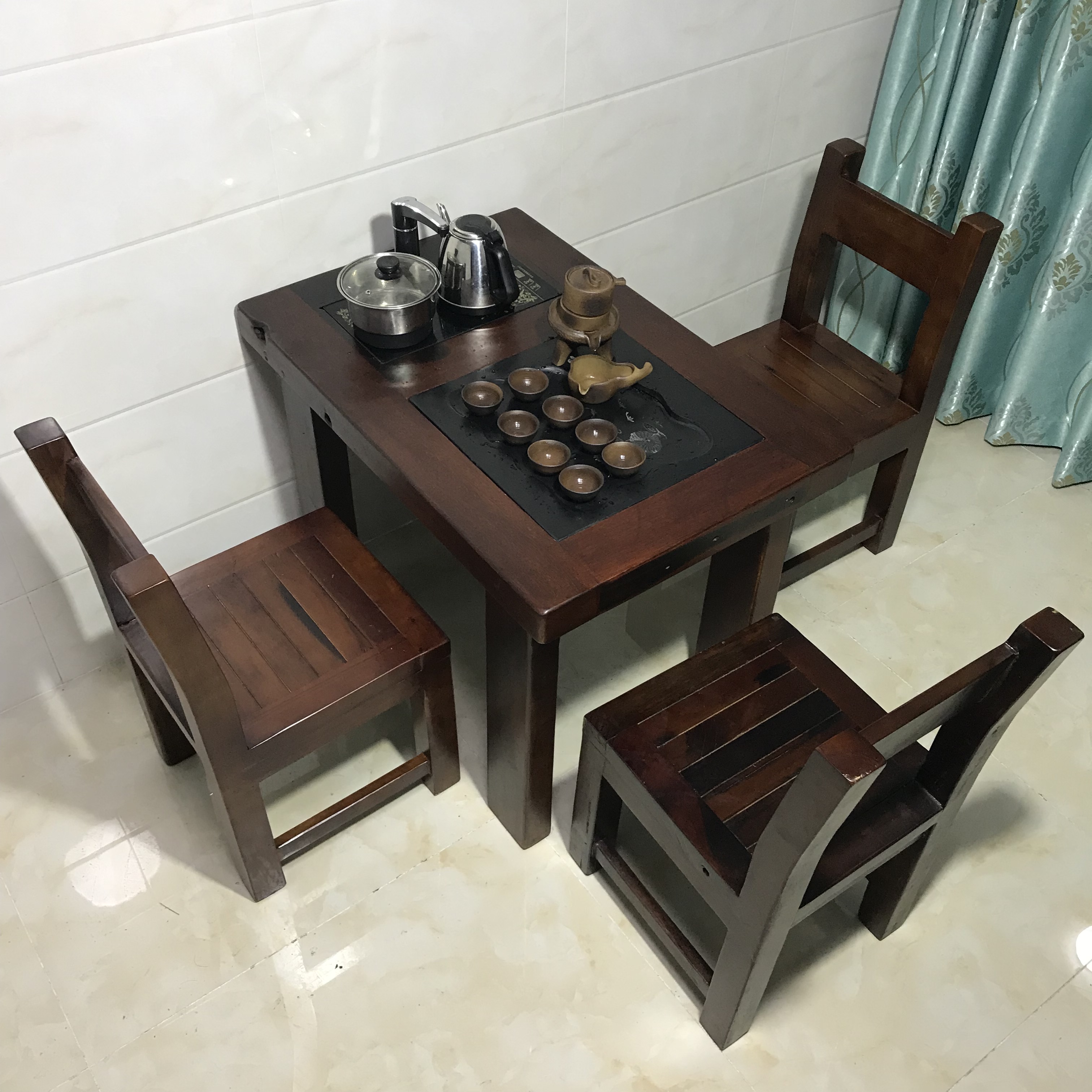 老船木茶桌实木小型功夫茶几客厅家用中式泡茶台阳台喝茶桌椅组合