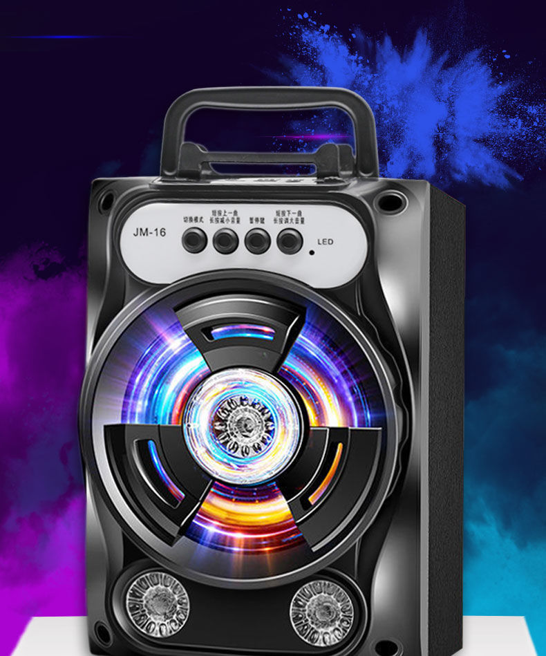 无线蓝牙音箱话筒k歌户外手机插卡手提式大音量家用低音炮广场舞蓝色