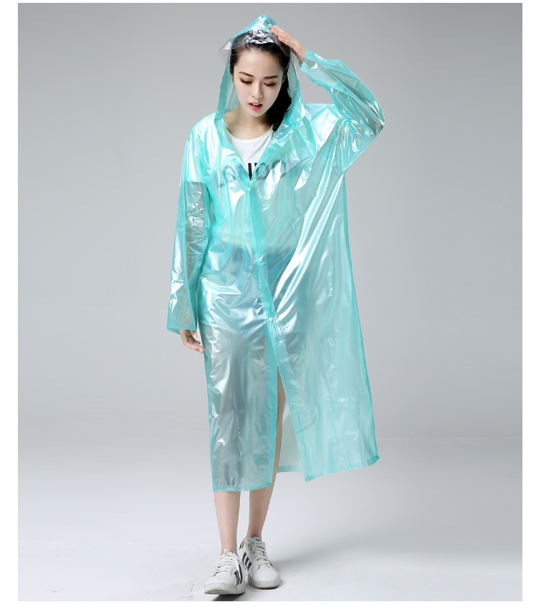 封后时尚韩版长款透明塑料连体雨衣学生雨披成人加大男女户外徒步旅游