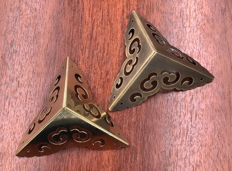 木箱三面铜包角铜护角樟木箱子角码中式家具五金配件纯铜角花角片