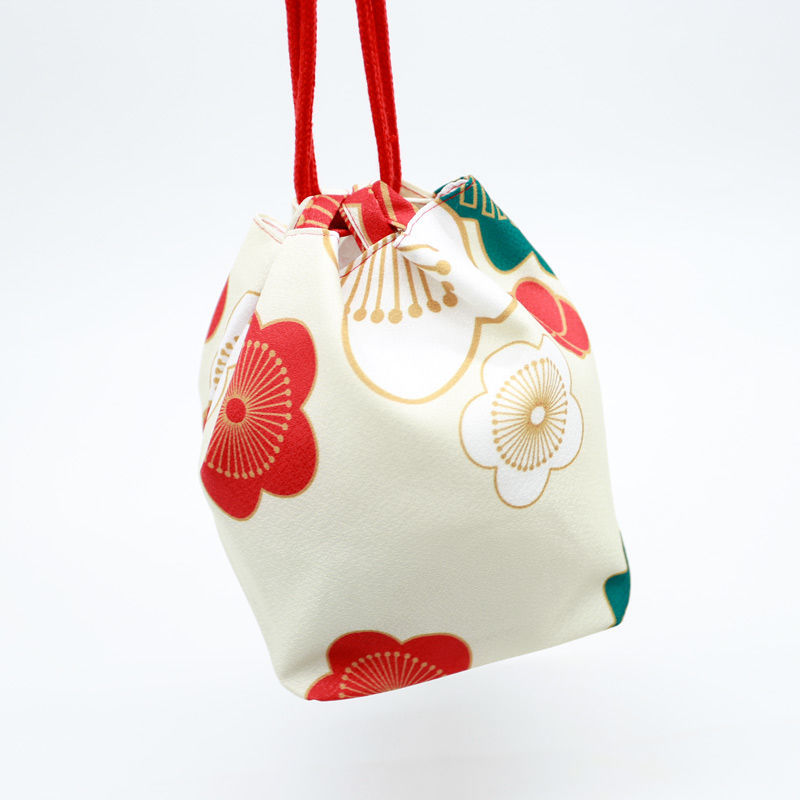 和服手袋日本和风小包手拎包布艺樱花包零钱杂物包酒红小樱花均码
