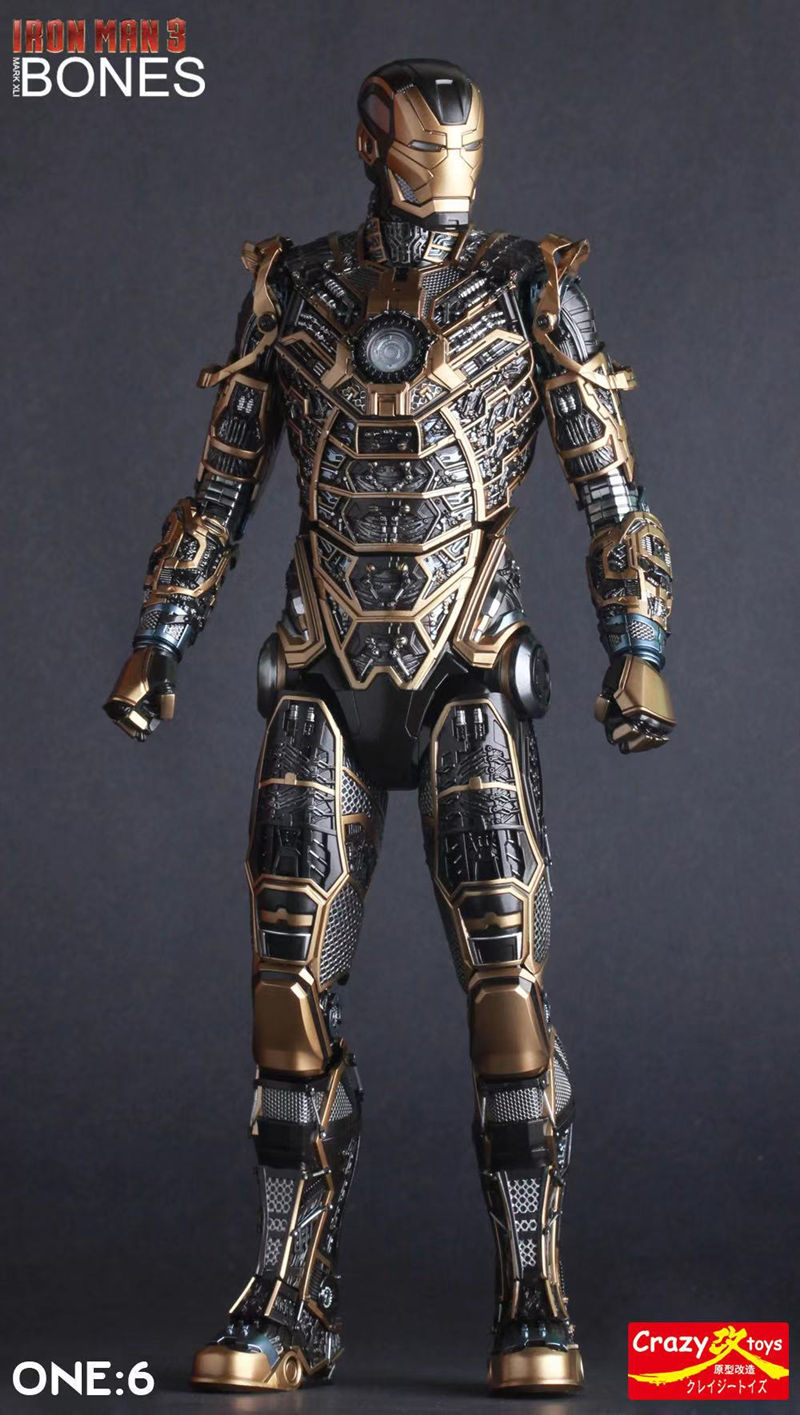 crazytoys复仇者联盟钢铁侠mk41红色限定版黑色骨骼静态手办模型