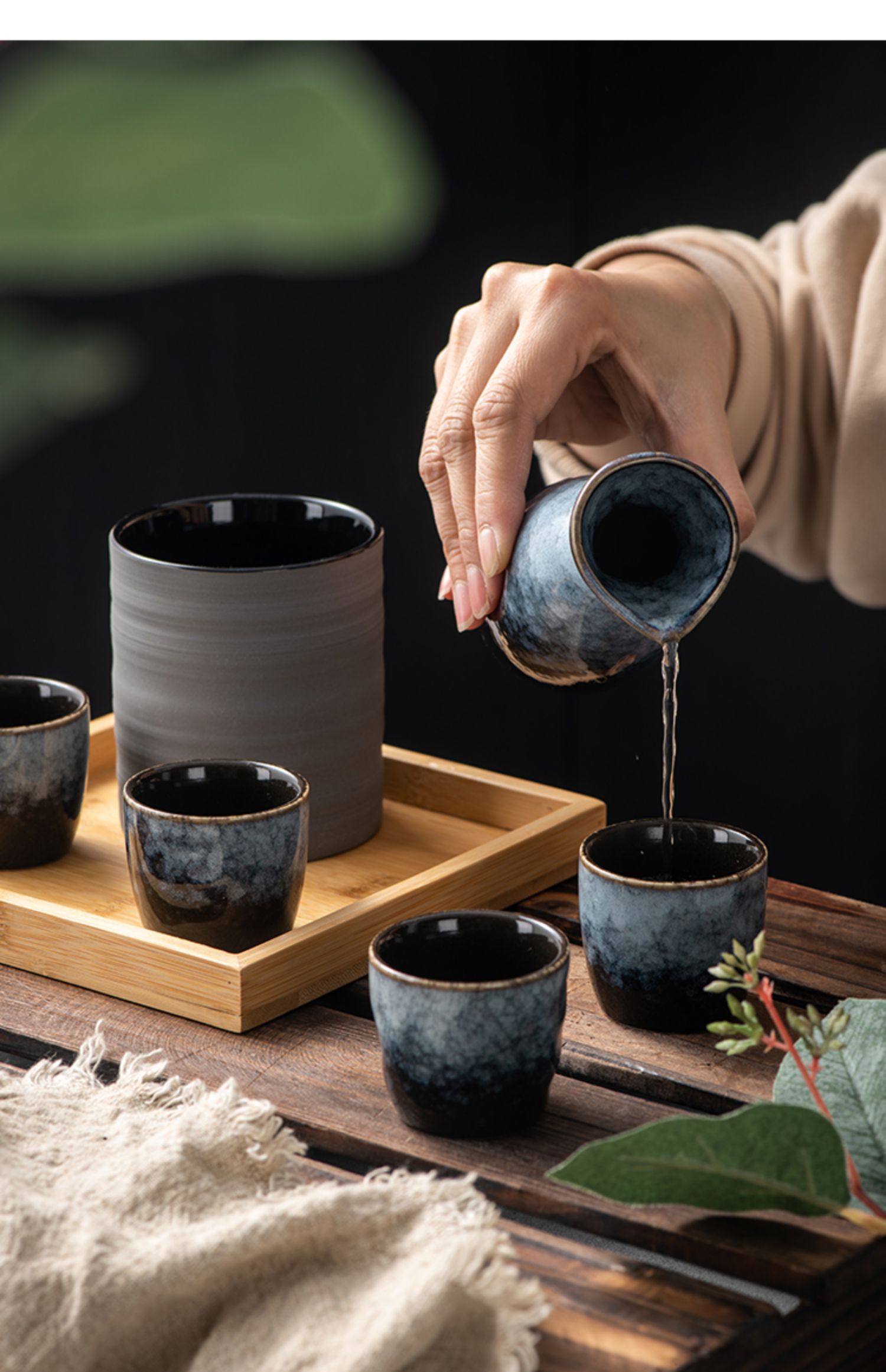 三维工匠清酒酒具陶瓷白酒分酒器烧酒杯古风酒盅温酒器日式清酒杯套装