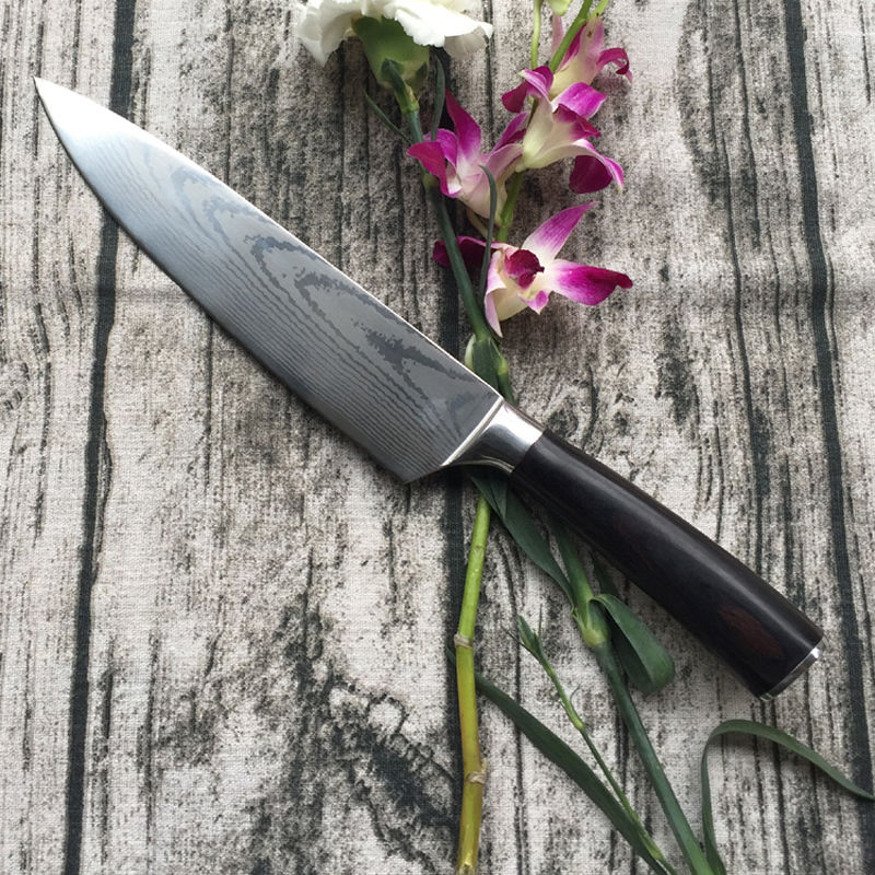 7cr17钢花纹款厨师刀b 德国7铬钢8寸西式厨师刀西餐刀切肉刀鱼生刀