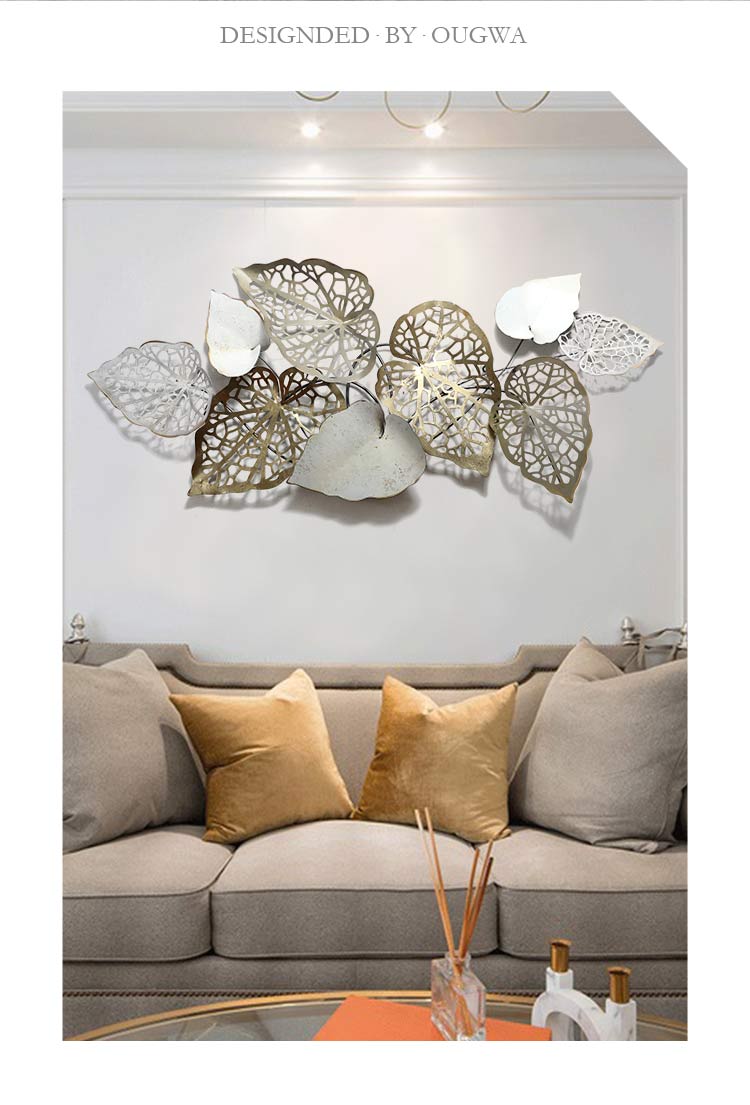 欧式手工铁艺立体墙饰创意叶子金属壁饰客厅酒店背景墙面装饰挂件定制