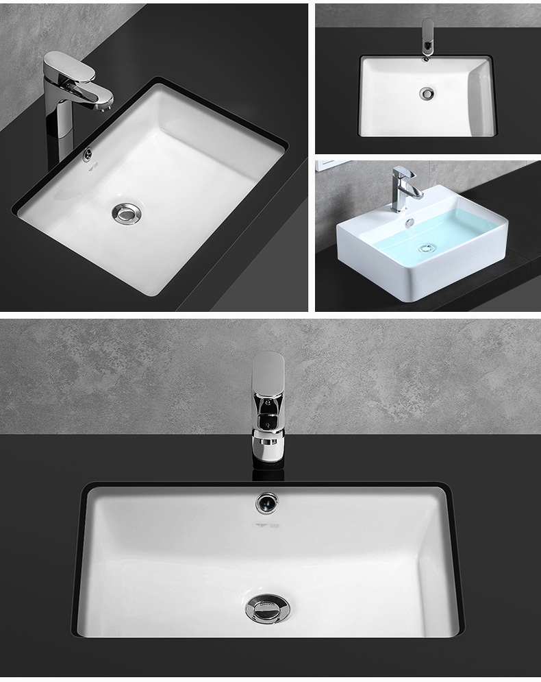 东鹏dongpeng卫浴台下盆洗手盆陶瓷面盆卫生间阳台嵌入式家用方形手池