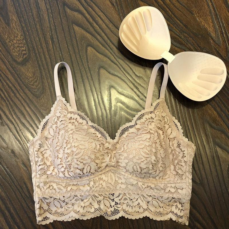 可莉允3600蕾丝内衣镂空透气裹胸美背聚拢文胸吊带打底背心舒适胸罩