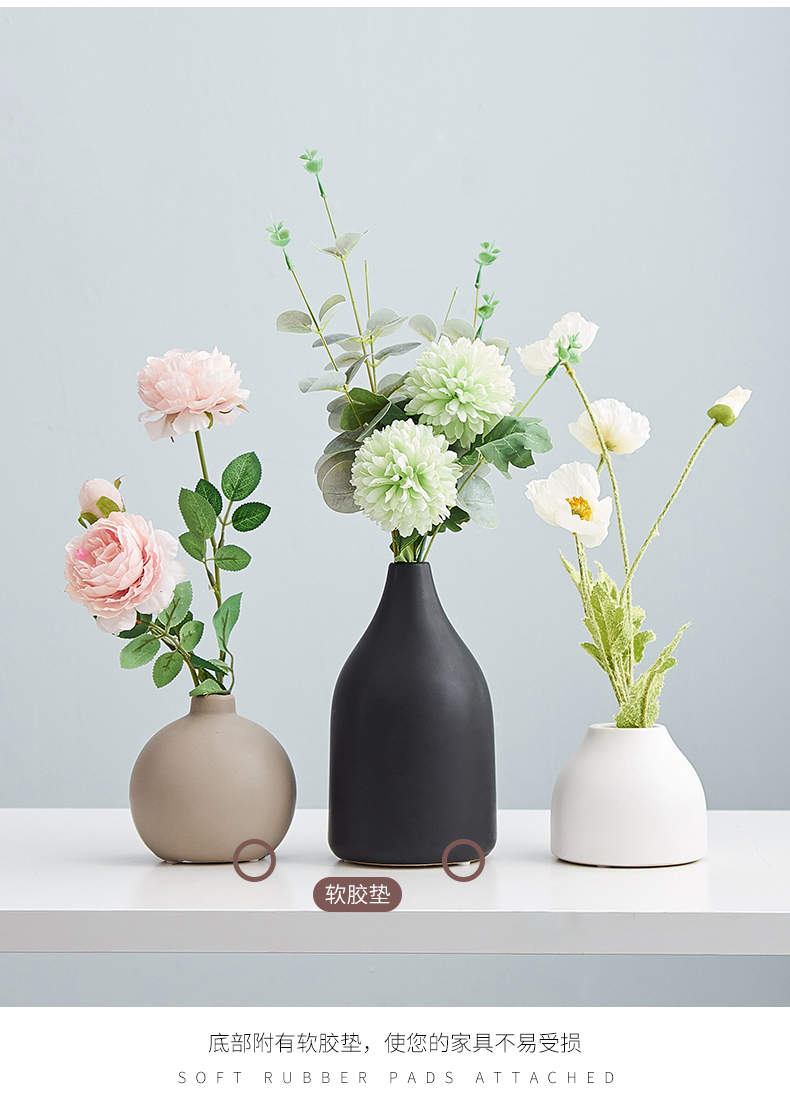 北欧ins白色陶瓷花瓶摆件客厅创意插花鲜花小瓷瓶餐桌干花装饰品封后