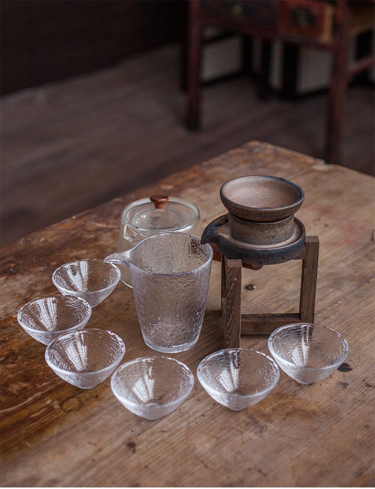 粗陶茶漏套装茶叶滤网茶具配件茶漏架泡茶陶瓷茶隔茶滤粗陶茶漏粗陶手