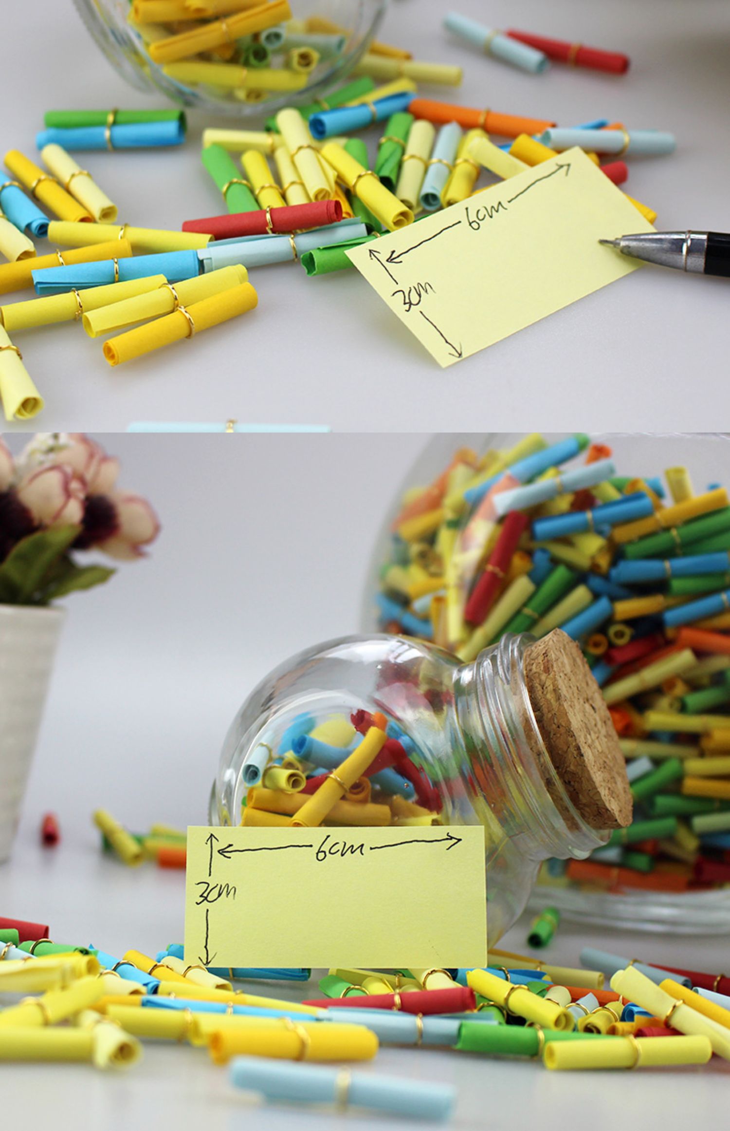 幸运瓶小纸条大号木塞玻璃罐许愿瓶花鼓瓶扁鼓心愿漂流瓶星星 fenghou