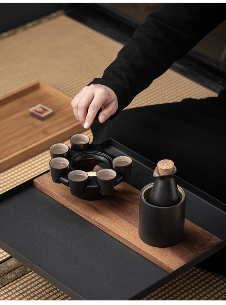 收纳一体温酒器荷花套装 壶约250ml酒具【价