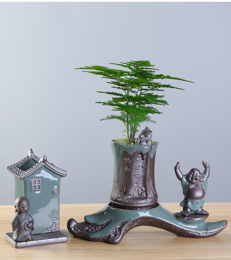 ciaa园艺用品 创意个性绿植文竹盆景植物家用办公室内盆栽陶瓷花盆