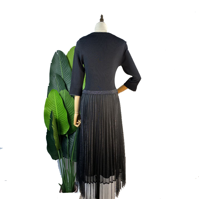 蕾伊娜商场同款春夏时尚针织洋气减龄穿搭纱网拼接