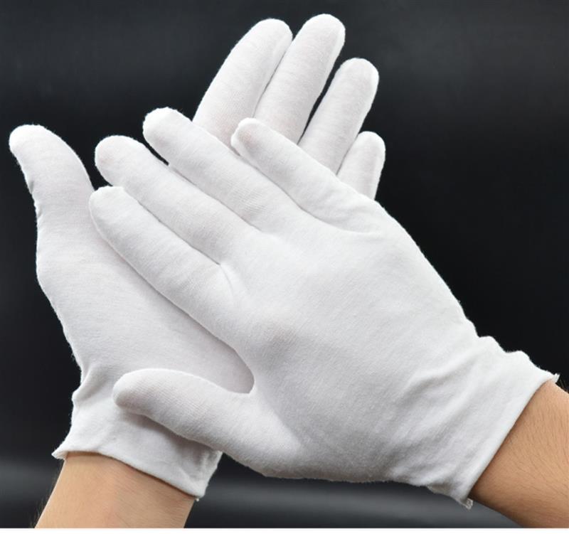 白手套纯棉礼仪工作白色劳保文玩盘珠薄款棉布加厚作业工业棉手套